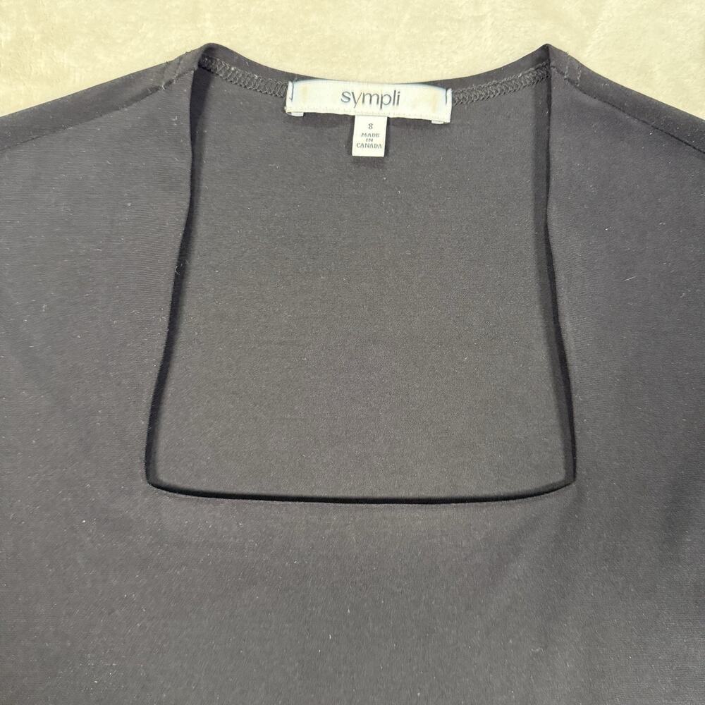 Sympli Women's Size 8 Black Square Neck 3/4 Sleeve Tunic Top Canada Minimalist - Picture 4 of 9